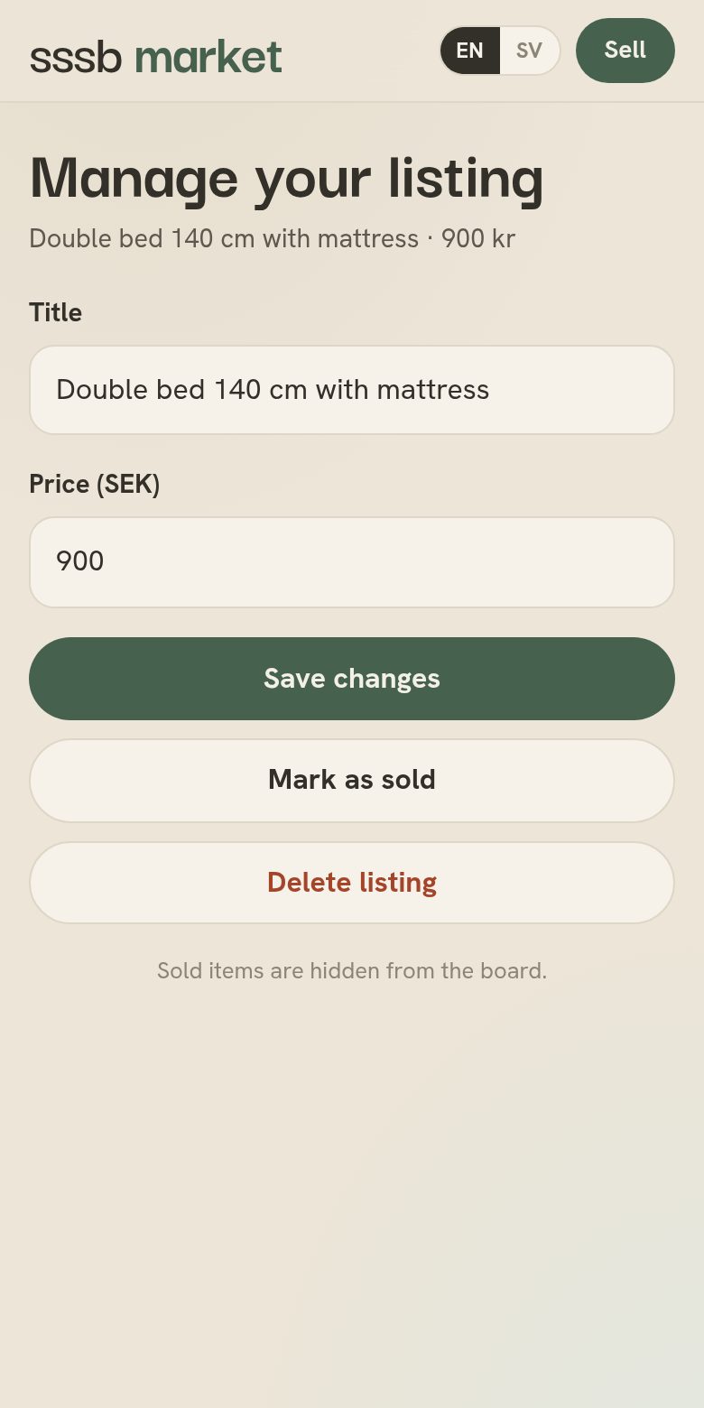 The seller's private manage page